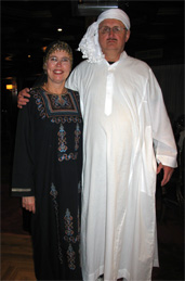Claudia and Terry wearing galabeyas.